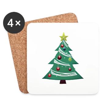 Weihnachten Geschenk Weihnachtsbaum Tannenbaum - Untersetzer (4er-Set) - Weiß - Vorne