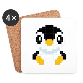 Un pingouin pixé - Dessous de verre (lot de 4) - blanc - Devant