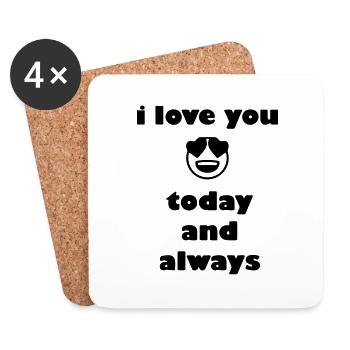 Je t'aime aujourd'hui et toujours - Dessous de verre (lot de 4) - blanc - Devant