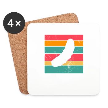 Gurke Gewürzgurke Retro Geschenk - Untersetzer (4er-Set) - Weiß - Vorne