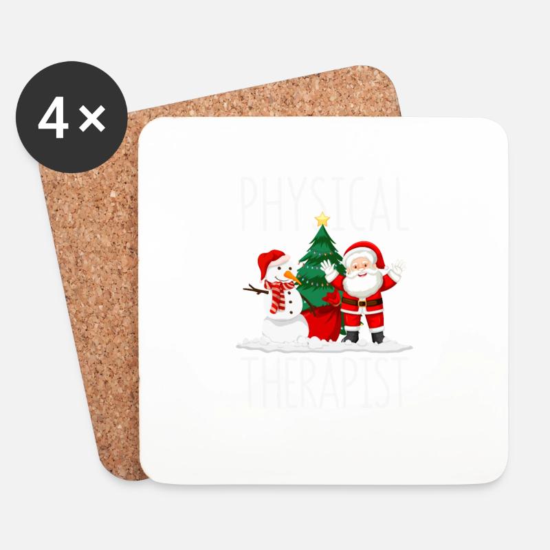 Physiotherapeutin PTA Weihnachtsbaum Schneemann - Untersetzer (4er-Set) - Weiß