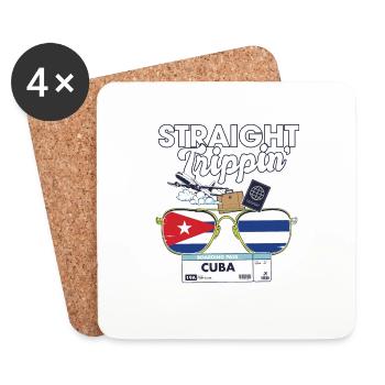 Straight Trippin' Cuba Vacation Tour Travel Trip - Dessous de verre (lot de 4) - blanc - Devant