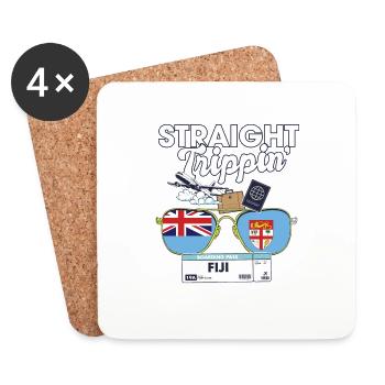 Straight Trippin' Fiji Vacation Tour Travel Trip - Dessous de verre (lot de 4) - blanc - Devant