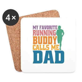 My Favorite Running Buddy Calls Me Dad 2 - Untersetzer (4er-Set) - Weiß - Vorne