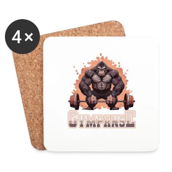 Gympanse Bodybuilding Weight Training Fitness Memes - Coasters (set of 4) - white - Front