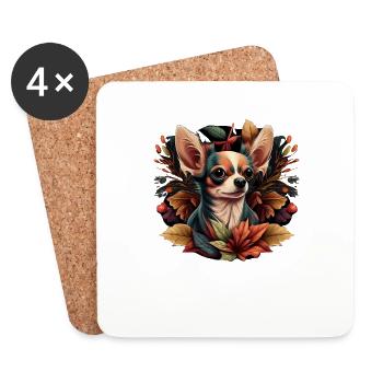 Chihuahua | Thanksgiving Day Farmer Food Autumn - Coasters (set of 4) - white - Front