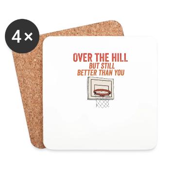 Drôle sur la colline Basketball 30ème 40ème 50ème jeu de mots - Dessous de verre (lot de 4) - blanc - Devant