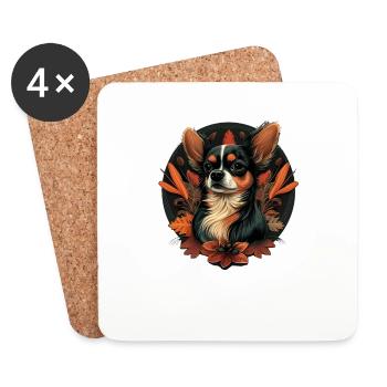 Chihuahua | Thanksgiving Day Farmer Food Autumn - Coasters (set of 4) - white - Front
