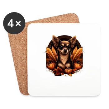 Chihuahua | Thanksgiving Day Farmer Food Autumn - Coasters (set of 4) - white - Front