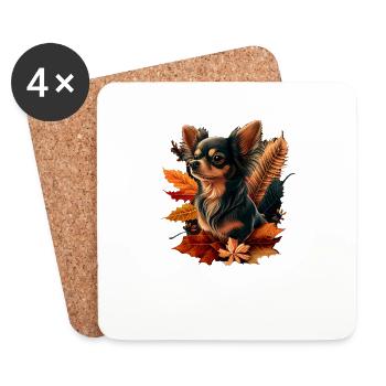 Chihuahua | Thanksgiving Day Farmer Food Autumn - Coasters (set of 4) - white - Front