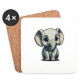 Süsser Baby Elefant Elephant - Untersetzer (4er-Set) - Weiß - Vorne