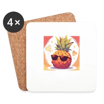 Pineapple Pineapple Sunglasses Fruit Fruit - Coasters (set of 4) - white - Front