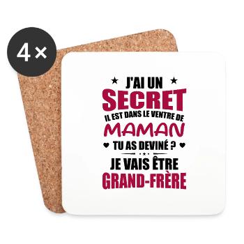 Secret Cadeau Annonce Grossesse Grand-Frère - Dessous de verre (lot de 4) - blanc - Devant