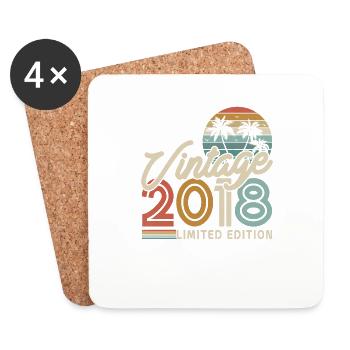 Vintage Birthday Gift 2018 - 5/6 years - Coasters (set of 4) - white - Front