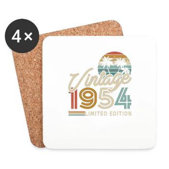 Cadeau d’anniversaire vintage 1954 - Dessous de verre (lot de 4) - blanc - Devant