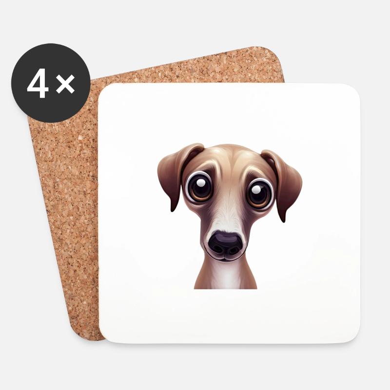 Sleek and Speedy Greyhound Artwork - Coasters (set of 4) - white