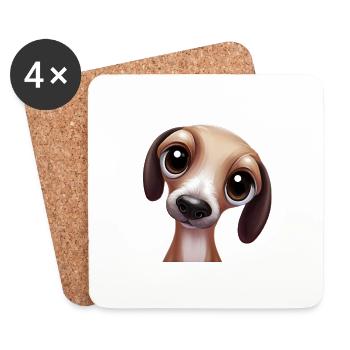 Greyhound-Rennen-Kunstwerk - Untersetzer (4er-Set) - Weiß - Vorne