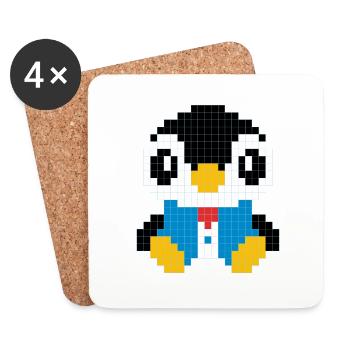 Ein Pinguin im pixeligen Anzug - Untersetzer (4er-Set) - Weiß - Vorne