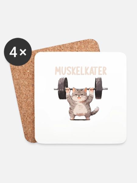 Muskelkater Bodybuilding Kraftsport Fitness Meme - Untersetzer (4er-Set) - Weiß