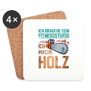 Holz Fitnessstudio Forstwirt Waldarbeit - Untersetzer (4er-Set) - Weiß - Vorne