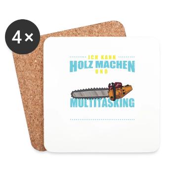 Holz Multitasking Forstwirt Kettensäge Motorsäge - Untersetzer (4er-Set) - Weiß - Vorne
