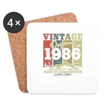 Originales 1986 Vintage Geburtstags-Retro - Untersetzer (4er-Set) - Weiß - Vorne