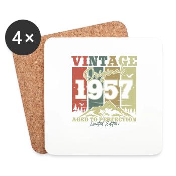 Original 1957 Vintage Birthday Retro - Dessous de verre (lot de 4) - blanc - Devant