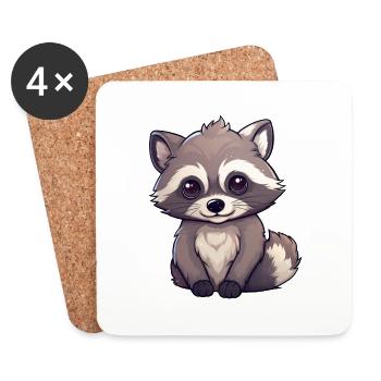 Raccoon - Coasters (set of 4) - white - Front