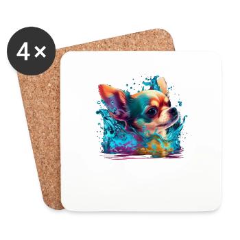 Chihuahua| Cute Swimming Water Diving Dive Funny - Coasters (set of 4) - white - Front
