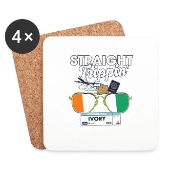 Straight Trippin' Ivory Vacation Tour Travel Trip - Coasters (set of 4) - white - Front