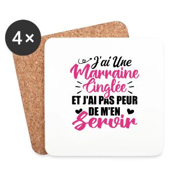 J'ai Une Marraine Cinglée Et Je Peux M'en Servir - Dessous de verre (lot de 4) - blanc - Devant