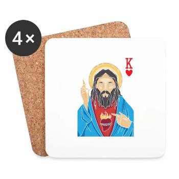 Jésus-Christ est Roi De Cœur Religieux Chrétien - Dessous de verre (lot de 4) - blanc - Devant