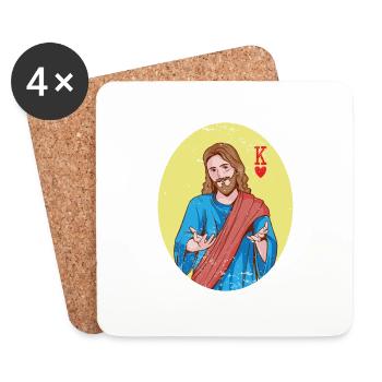Team Jesus Christ Is King Of Heart Christian - Untersetzer (4er-Set) - Weiß - Vorne