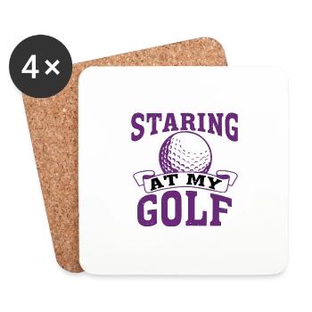 Arrêtez de regarder mes balles de golf 2 - Dessous de verre (lot de 4) - blanc - Devant