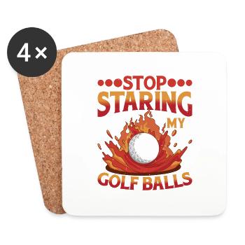 Stop Staring At My Golf Balls - Coasters (set of 4) - white - Front