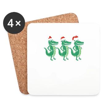 3 Weihnachtskrokodile Weihnachtsmann Xmas - Untersetzer (4er-Set) - Weiß - Vorne