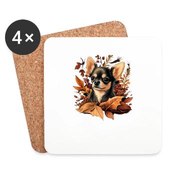Chihuahua | Thanksgiving Day Farmer Food Autumn - Coasters (set of 4) - white - Front