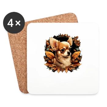 Chihuahua | Thanksgiving Day Farmer Food Autumn - Coasters (set of 4) - white - Front