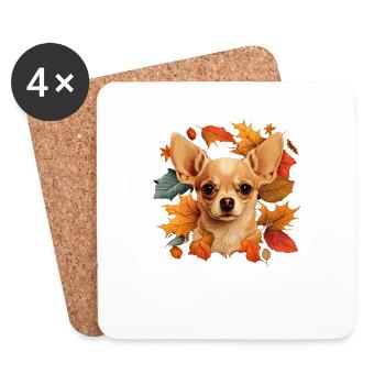 Chihuahua | Thanksgiving Day Farmer Food Autumn - Coasters (set of 4) - white - Front
