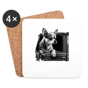 Chihuahua | Trucker Truck Driver Dad Men Car Funny - Coasters (set of 4) - white - Front