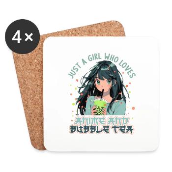 Just a girl who loves Anime and Boba Bubble Tea - Coasters (set of 4) - white - Front