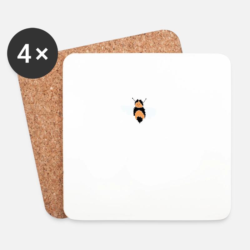 Bee Happy - Untersetzer (4er-Set) - Weiß