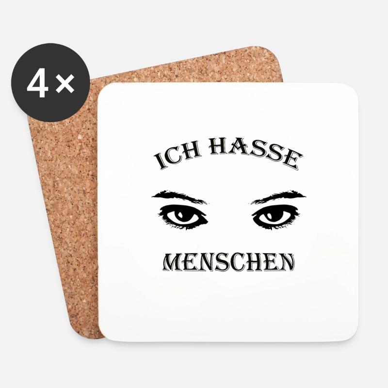 Ich hasse menschen - Untersetzer (4er-Set) - Weiß