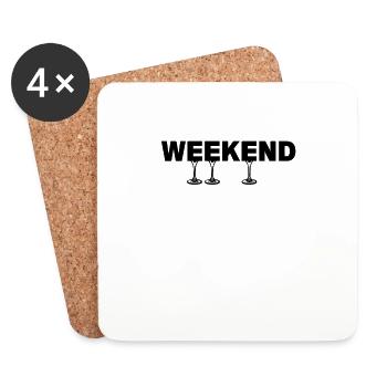 Week-end Wine Drink Party Alkohohl - Dessous de verre (lot de 4) - blanc - Devant