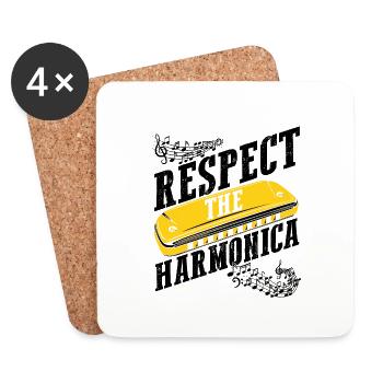 Mundharmonika Instrument und Mundharmonika - Untersetzer (4er-Set) - Weiß - Vorne