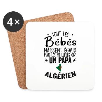 Bébés égaux Meilleurs Ont Un Papa Algérien - Dessous de verre (lot de 4) - blanc - Devant