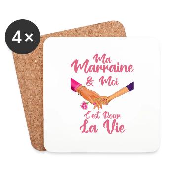 Ma Marraine & Filleule Cadeau Fille Amour - Dessous de verre (lot de 4) - blanc - Devant