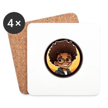 Afro Black Kid Young Girl Empowerment Gesche - Coasters (set of 4) - white - Front
