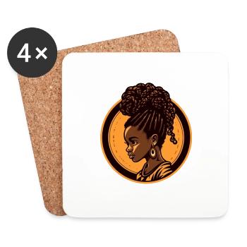 Afro Black Kid Young Girl Empowerment Gold - Dessous de verre (lot de 4) - blanc - Devant