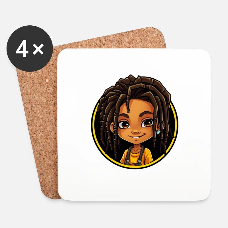 Afro Schwarz Kind Junge Mädchen Empowerment Teenag - Untersetzer (4er-Set) - Weiß